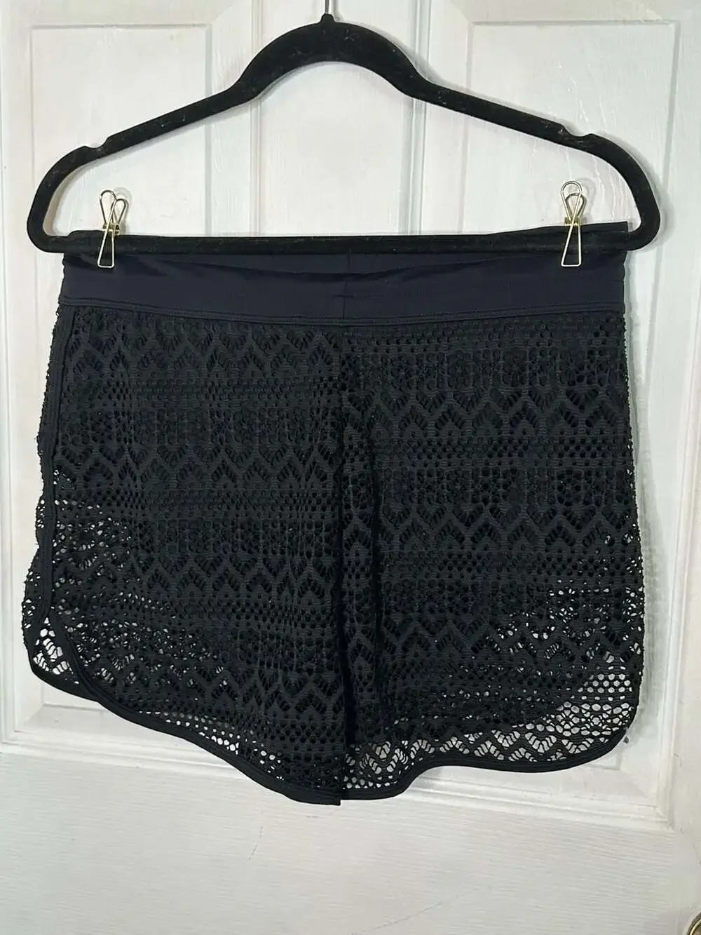 Black Lace Swim Cover-Up Shorts Size XL